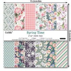 12pcs Flower Retro Pattern DIY Scrapbook Background Paper