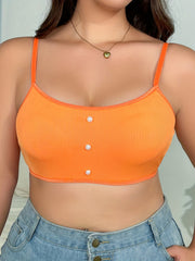 Sexy Lounge Top Ribbed Faux Pearl Decor High Stretch Cami