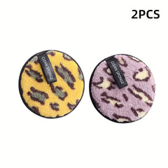 2pcs 4pcs Reusable Makeup Remover Pads Leopard Cleansing Facial