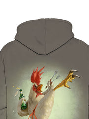 Men's Rooster Pattern 3D Print Hooded Sweatshirt Sports Top
