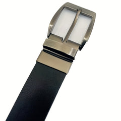 Double-sided Cowhide Leather Rotating Pin Buckle Business Belt