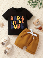 Boys Letter Print T-Shirt & Shorts Set