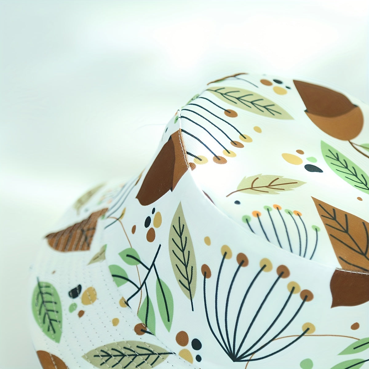 Plant Print Bucket Hat Lightweight Fisherman Cap for Women