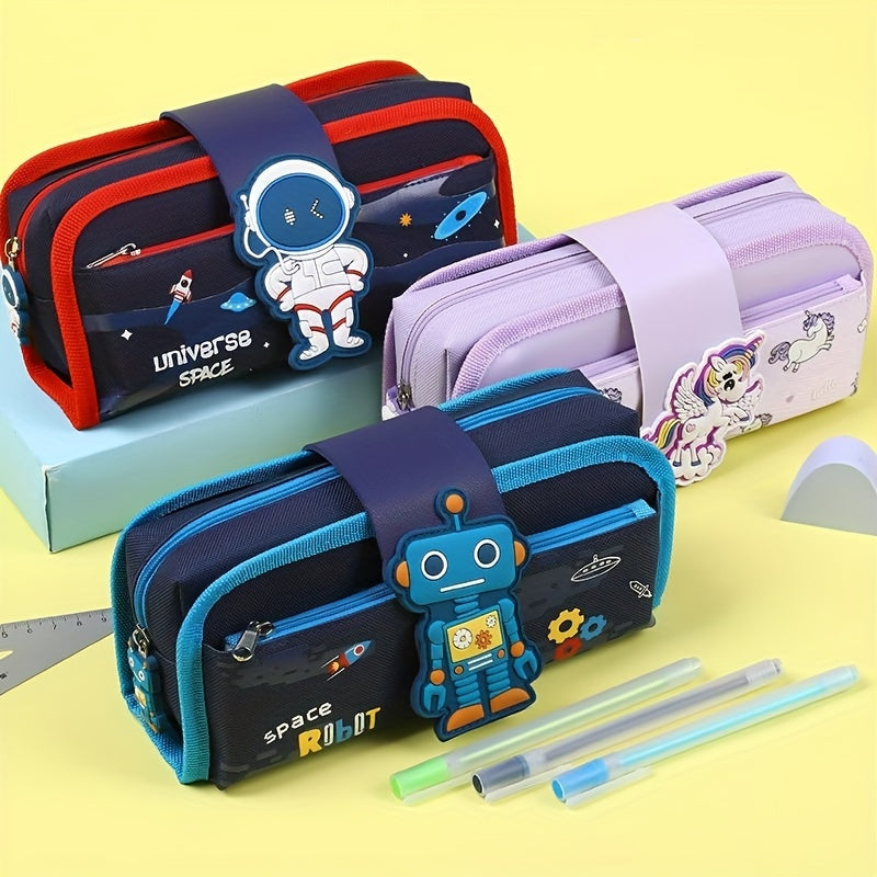 Large Capacity Detachable Pencil Case Cartoon Animal Design for Children