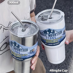 30oz Stainless Steel Vacuum Insulated Tumbler With Lid And Straw