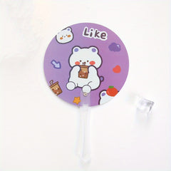 3pcs Cartoon Handheld Fan Summer Creative Round Fan