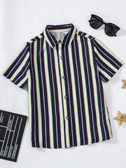 Boys Striped Short Sleeves Shirt For Summer Kids Clothes