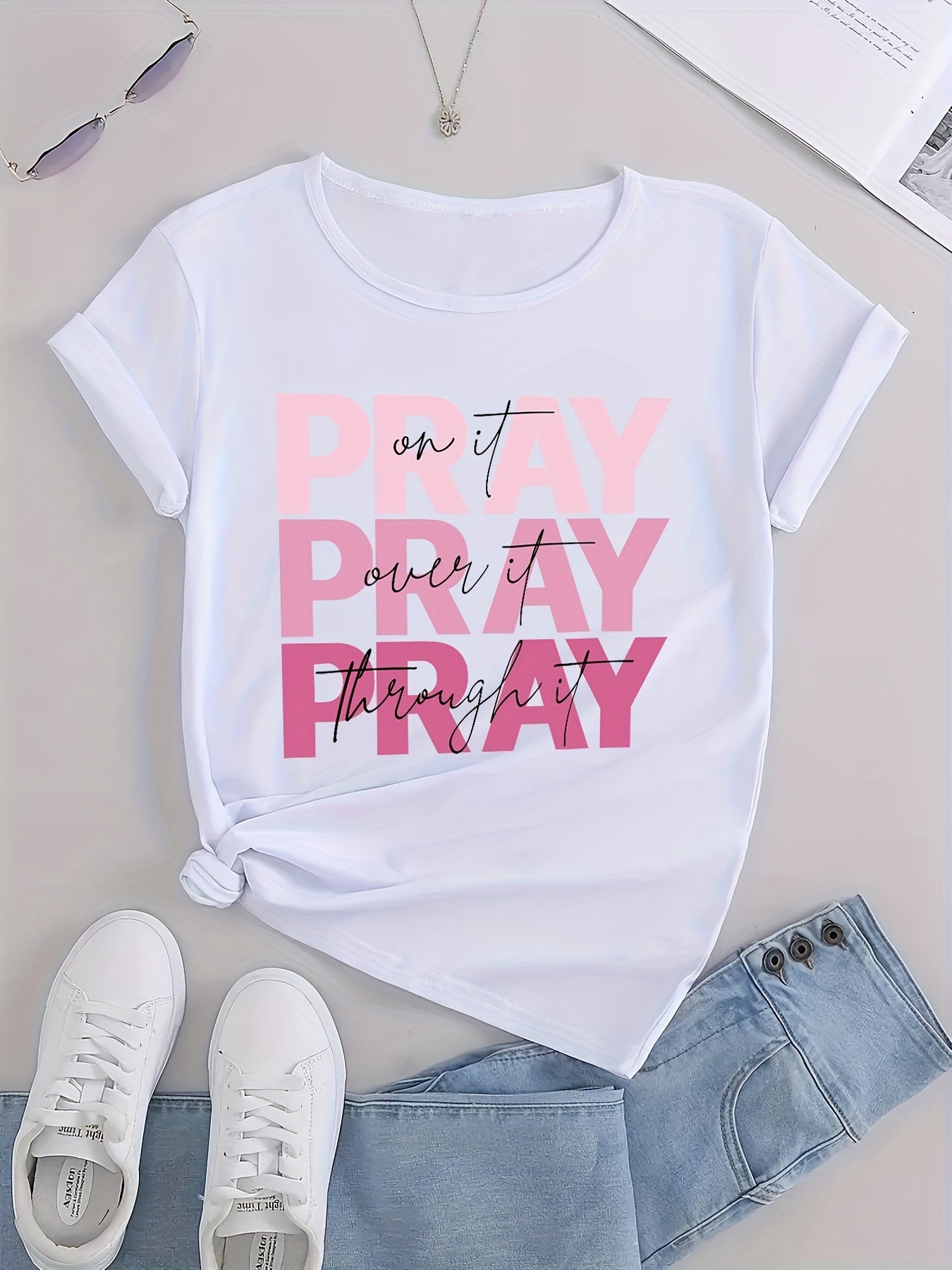 Sports Short Sleeve T-shirt Letter Print Casual Slim Tops For Women