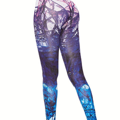 Ombre Graffiti Yoga Leggings Ankle Length Pants Women's Activewear