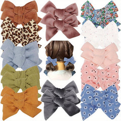 24pcs Baby Girls Floral Bow Hair Clips - Hair Accessories for Children