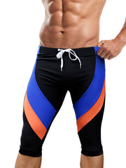 Men's Block Mid Stretch Swim Trunks Drawstring Swimwear