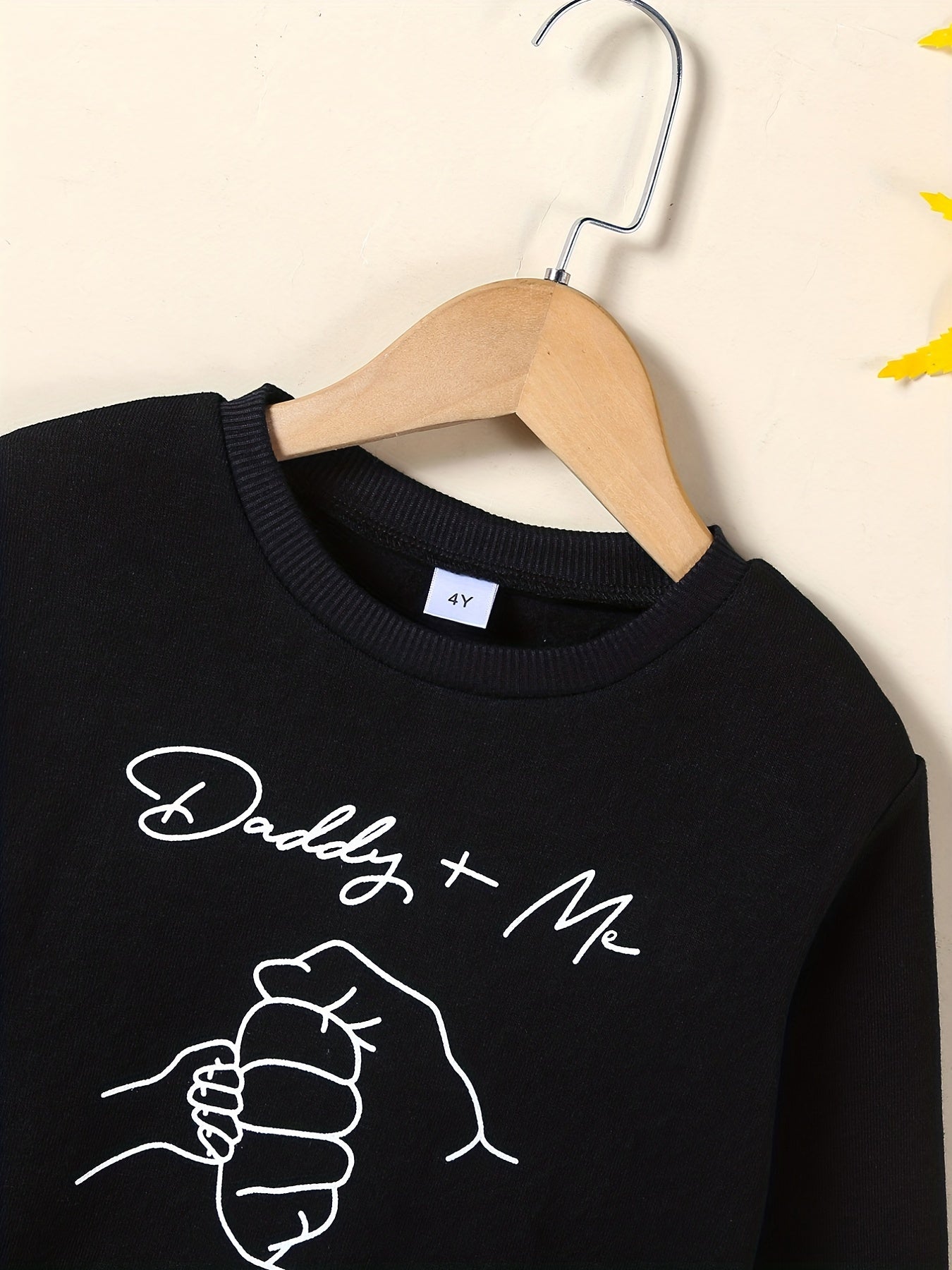 Kid's Thermal Sweatshirt DADDY ME Print Pullover Crew Neck