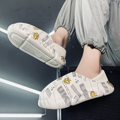 Men's Winter Letter Graphic Plush Slippers