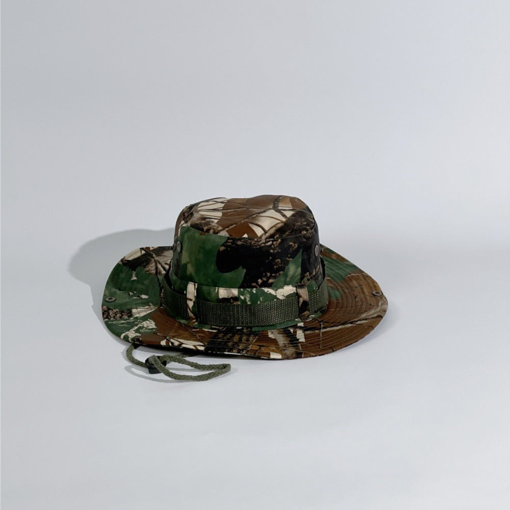 Monochrome Camouflage Fishing Hat Sun Protection Hat with Adjustable Rope