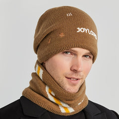 Men's Woolen Hat Plush Knitted Embroidery Warm Pullover Hat