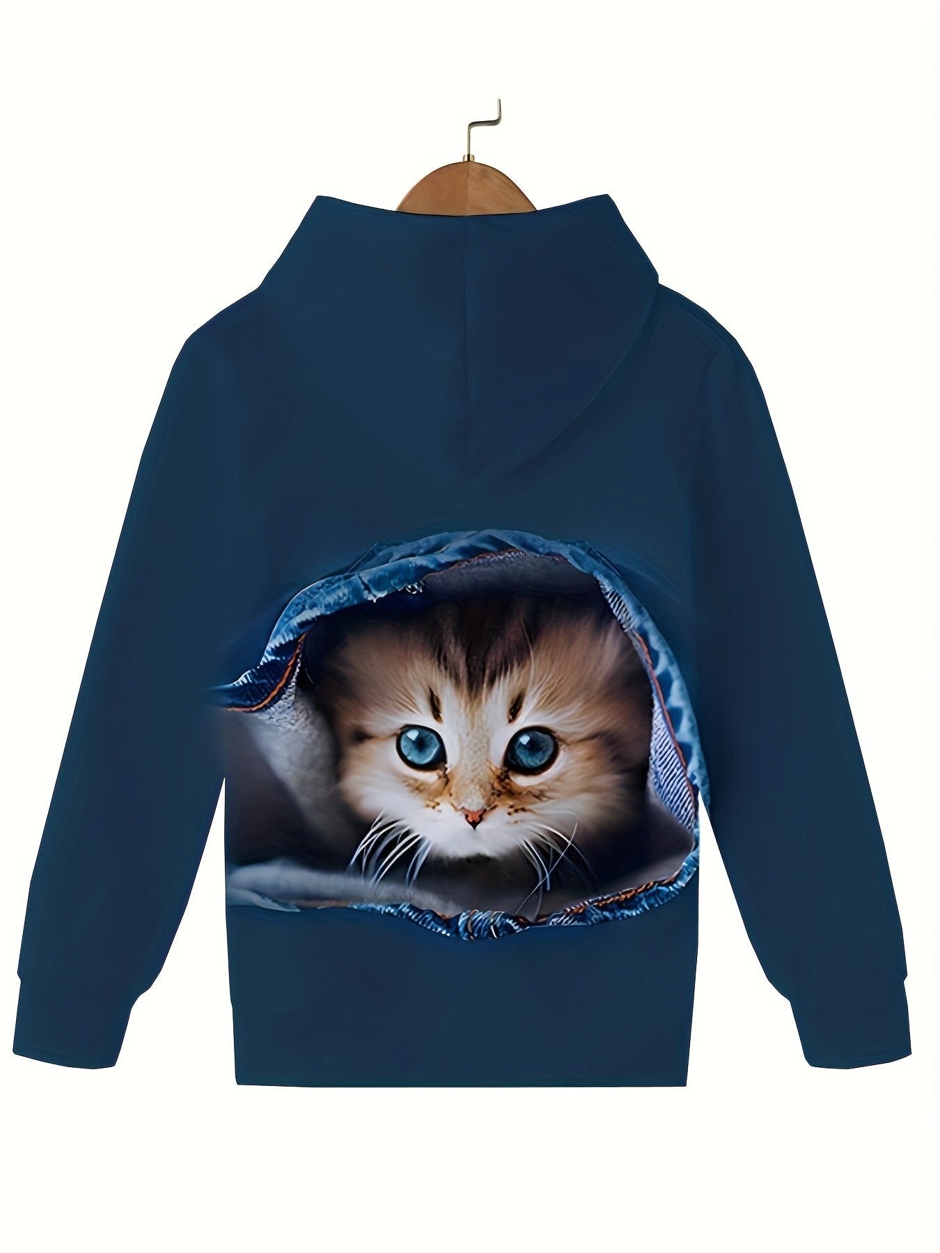 Kids Baby Kitty Graphic Hooded Sweatshirt Boys Girls Sports Pullover