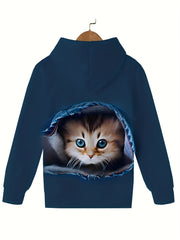 Kids Baby Kitty Graphic Hooded Sweatshirt Boys Girls Sports Pullover