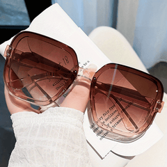 Ombre Lens Sunglasses Large Casual Rivet Decor Glasses UV400