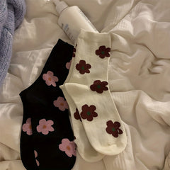 Floral Print Mid Tube Socks Women's Stockings