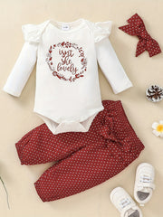 Baby Girl's Cotton Ruffle Bodysuit & Polka Dot Pants Set