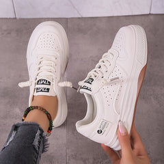 Women's Platform Skate Shoes Round Toe Lace Up Low Top Sneakers