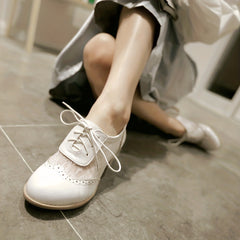 Women's Chunky Heel Brogues Mesh Lace Up Oxfords