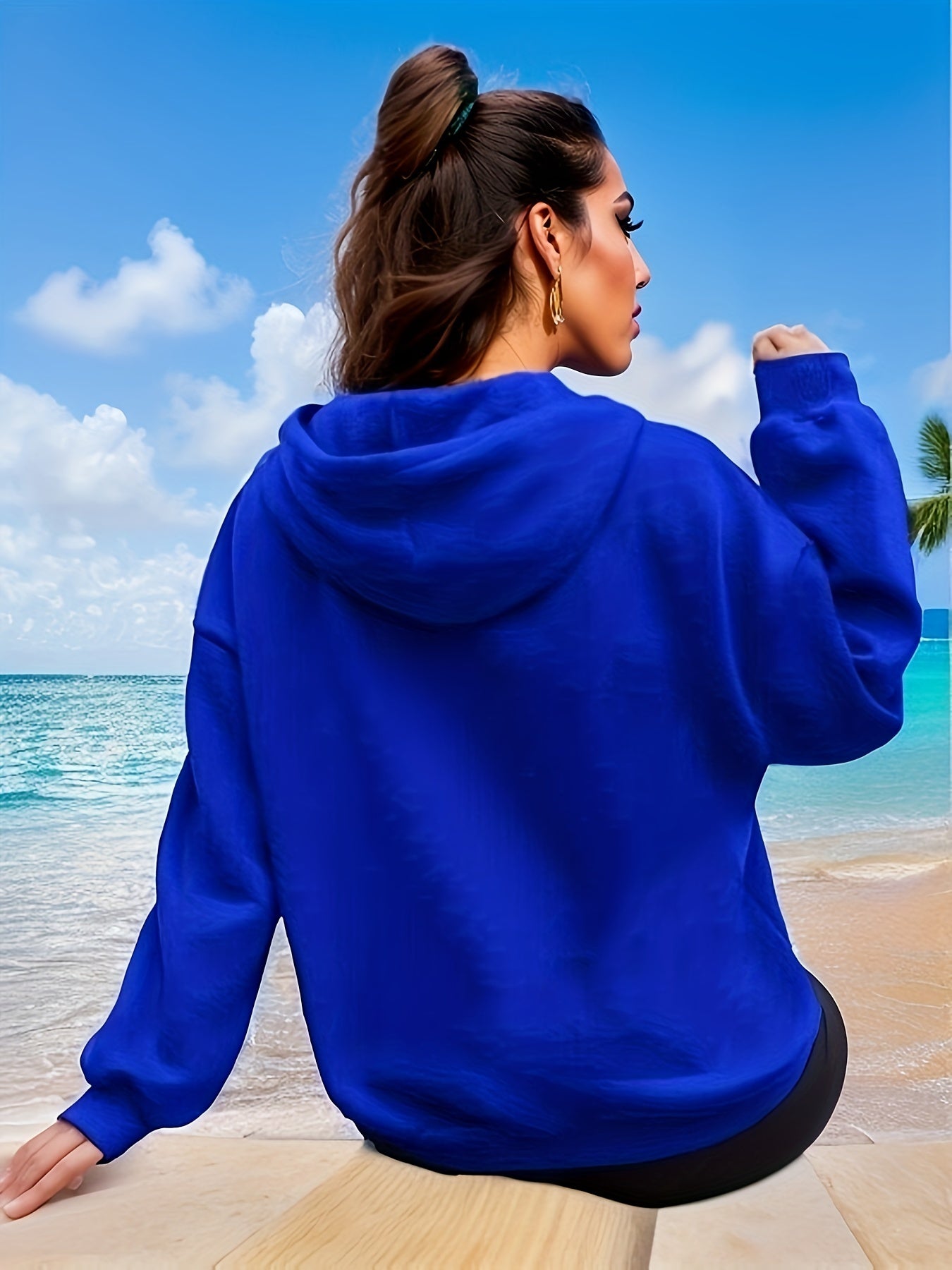 York Print Hoodie Long Sleeve Drawstring Hoodies