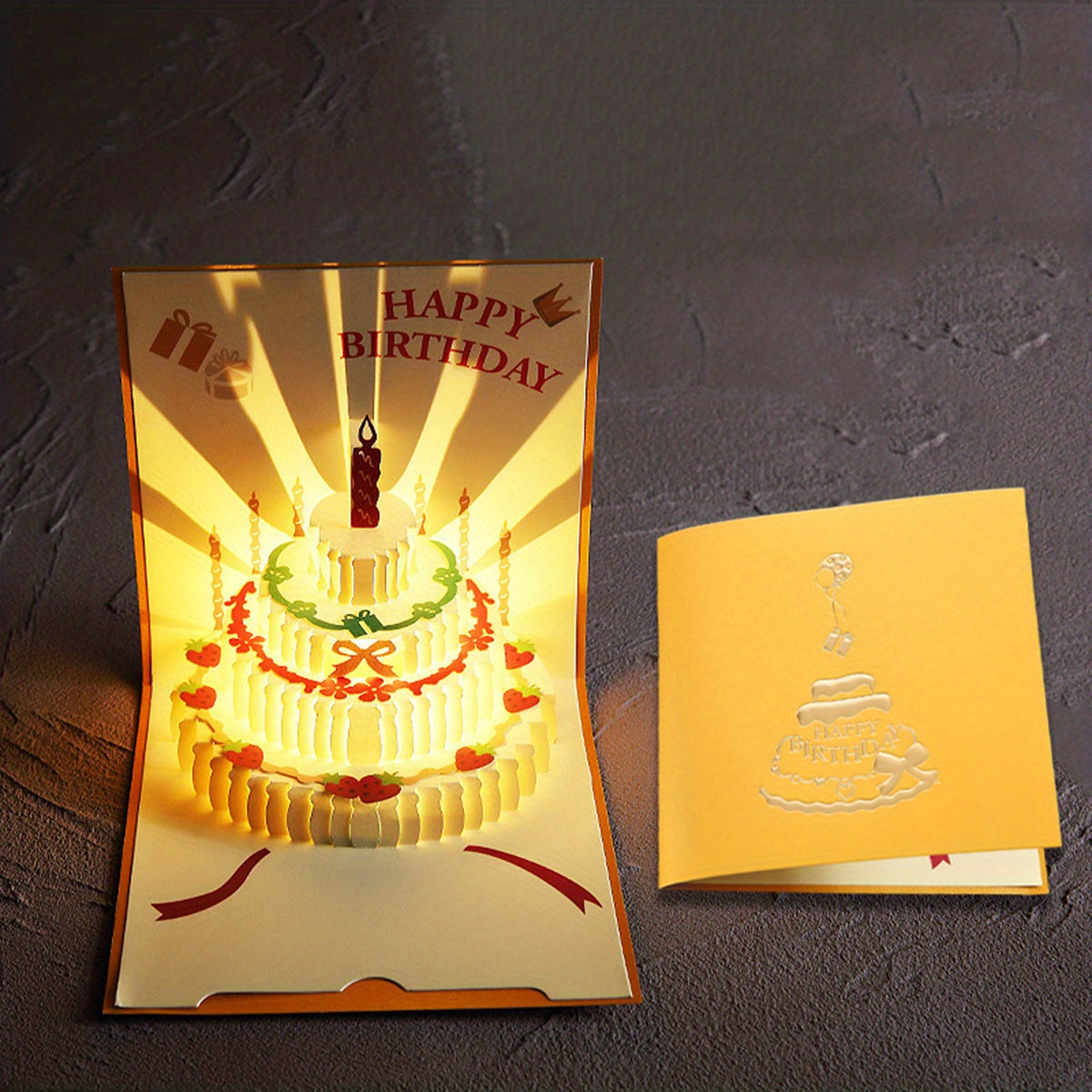 3D Stereo Happy Birthday Greeting Card Light Music