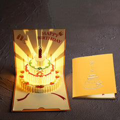 3D Stereo Happy Birthday Greeting Card Light Music