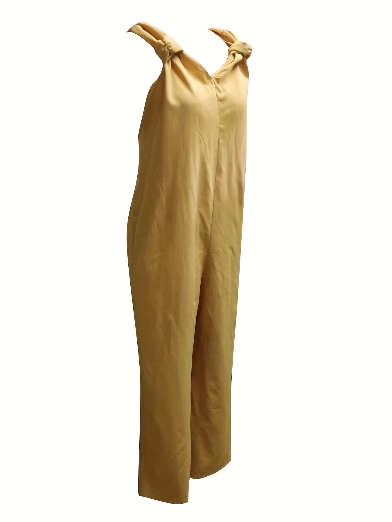 Sleeveless V Neck Jumpsuit Wide Leg