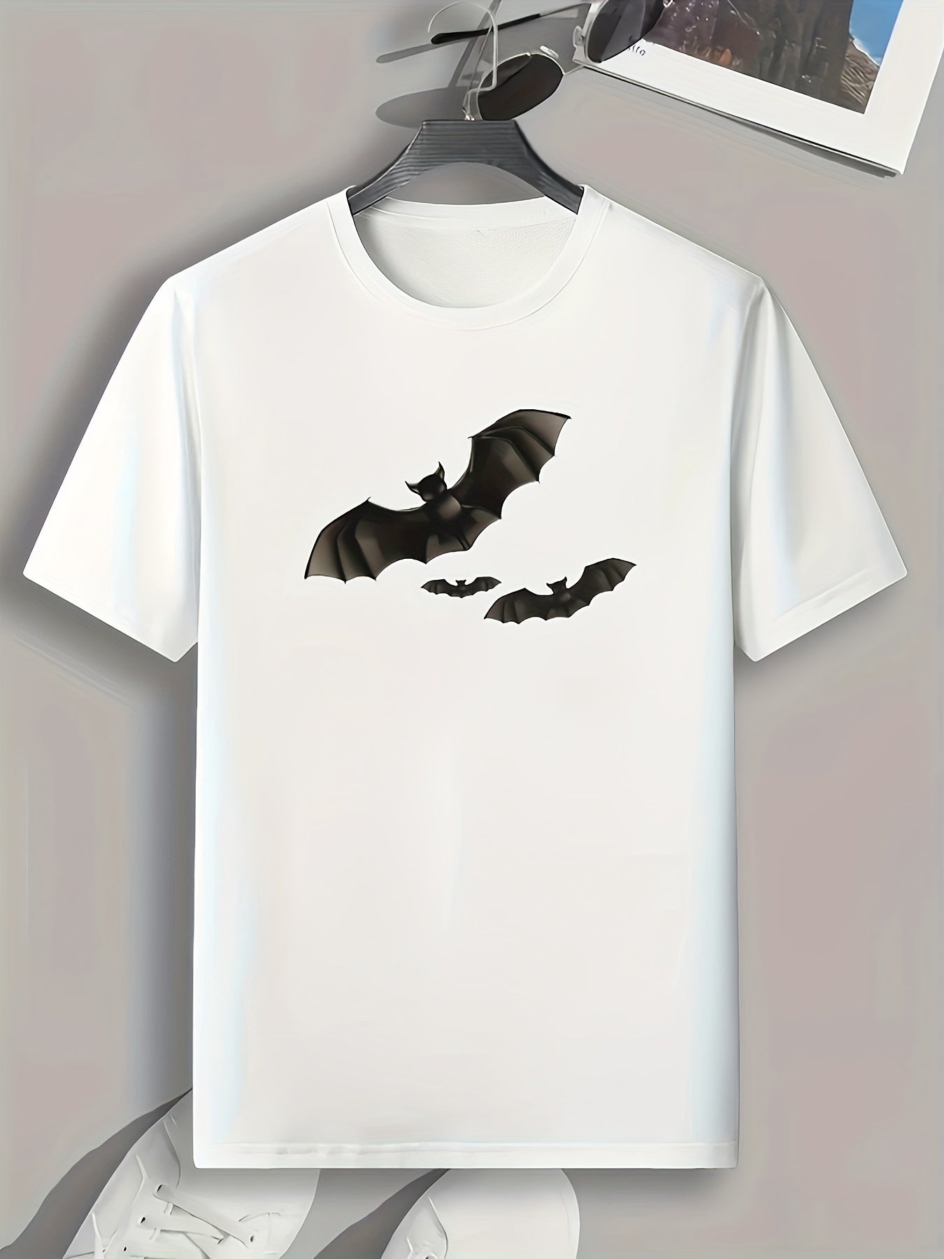 Halloween Bats Print Men's Graphic T shirt Casual Comfy Tees