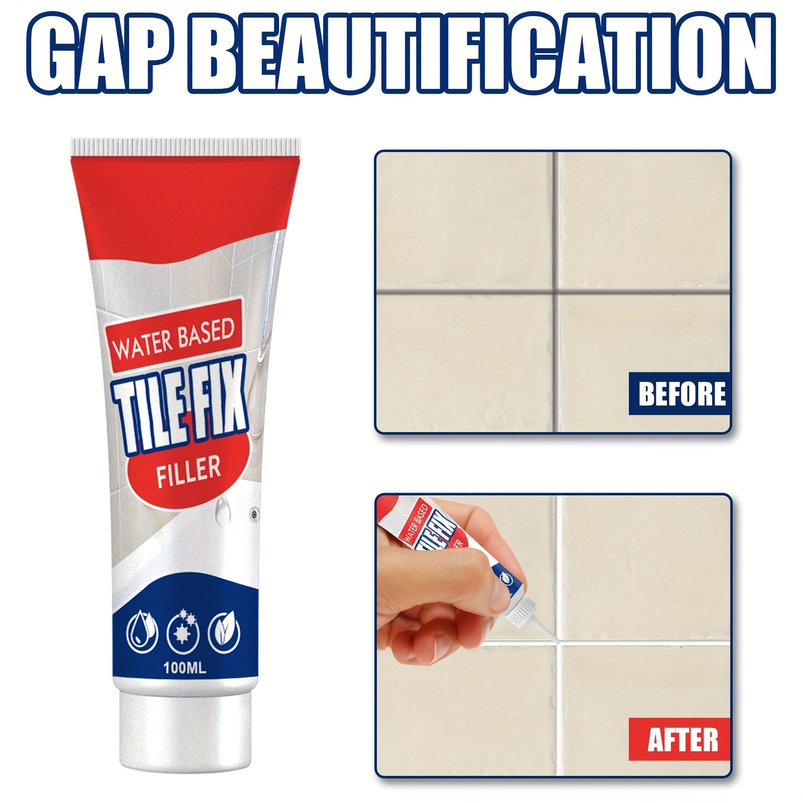 100ml Water-based Tile Refill Agent Bathroom Kitchen Waterproof Mildew Floor Til