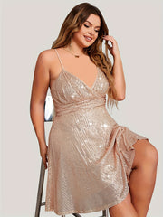 Sequin Surplice Neck Cami Dress