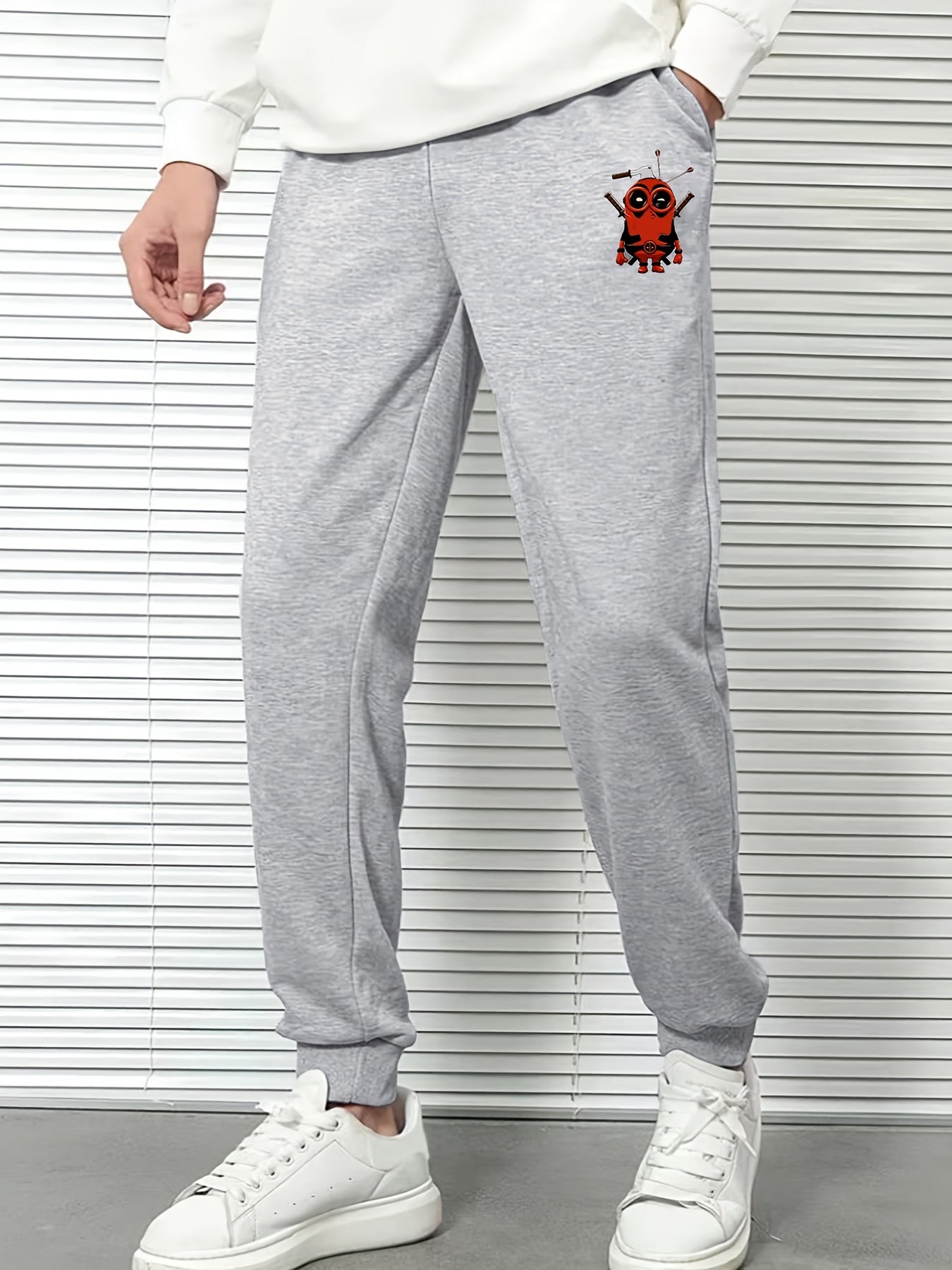 Men's Cartoon Print Elastic Waist Sports Pants