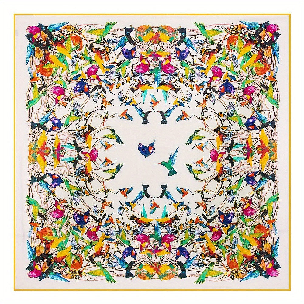 1pc 129 Square Satin Head Scarf Silk Feeling Soft Breathable Shawl Sunscreen