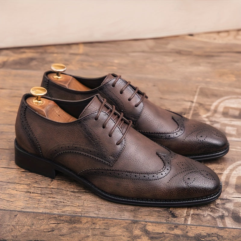 Men's Brogue Wingtip Derby Shoes Lace up Front Dress Shoes