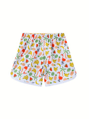 Girls Tropical Print Drawstring Pants for Summer Beach