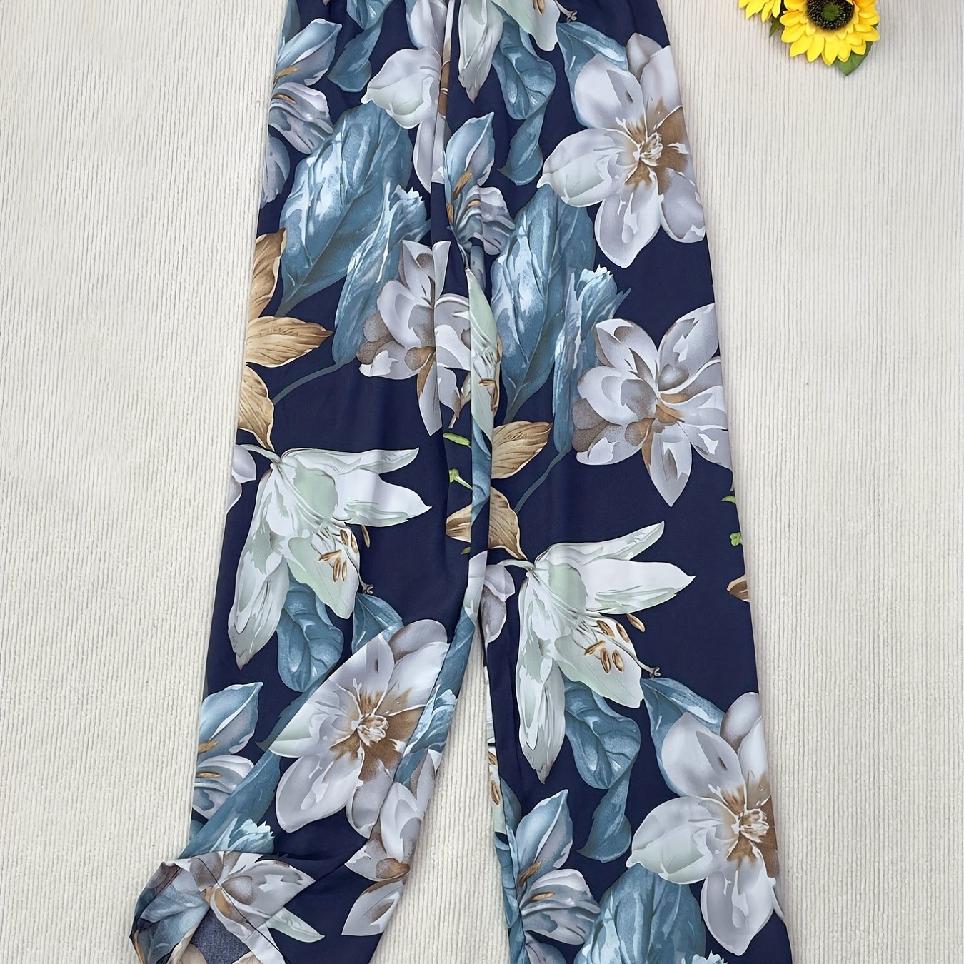 Boho Floral Print Straight Leg Pants for Women