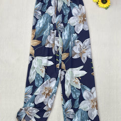 Boho Floral Print Straight Leg Pants for Women