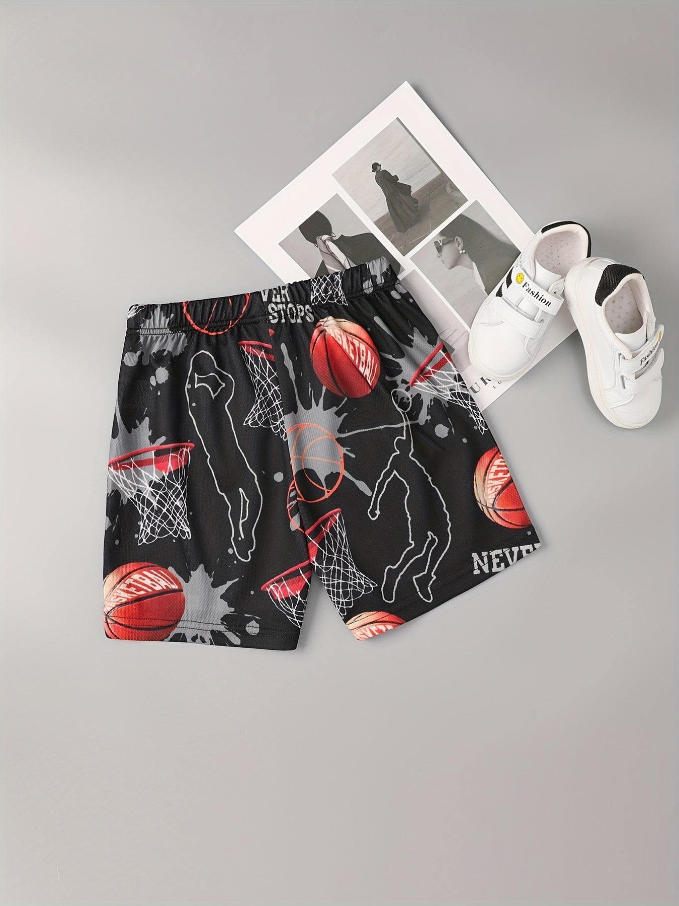 Basketball Print Boys Comfortable Creative Shorts