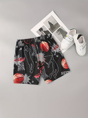 Basketball Print Boys Comfortable Creative Shorts