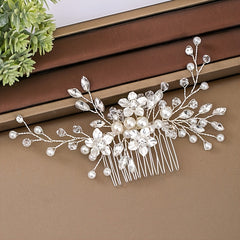 Silver Pearl Crystal Comb Wedding Hair Accessories