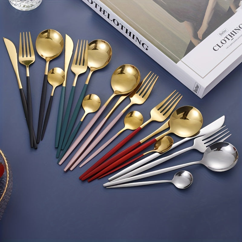 24pc Western Tableware Set with Storage Box Hotel Dinner Fork Spoon
