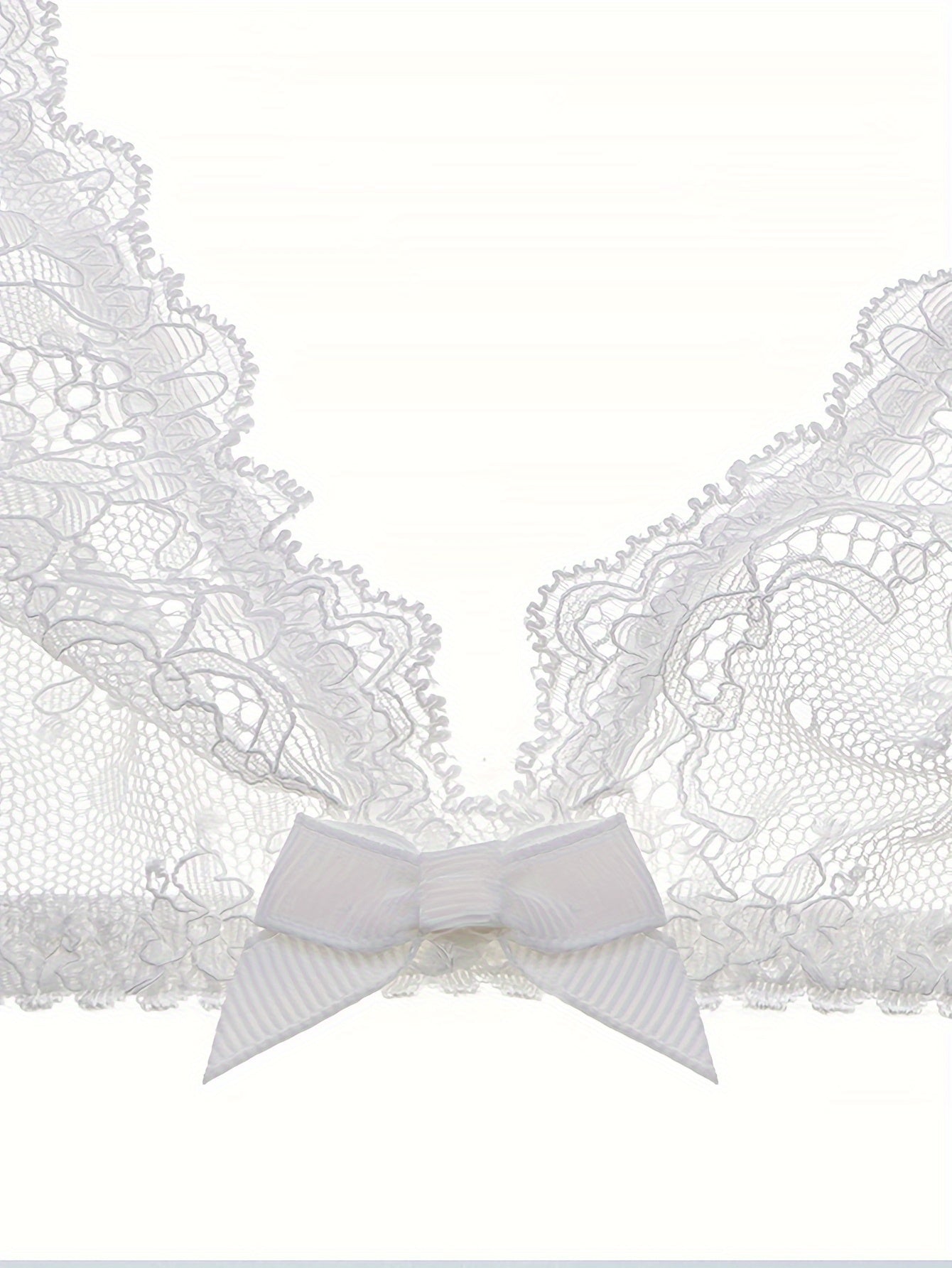 Sultry Lace Push Up Bra Bow Tie Semi Sheer Lingerie