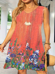 Women's Plus Ombre & Floral Print V Neck Tank Dress