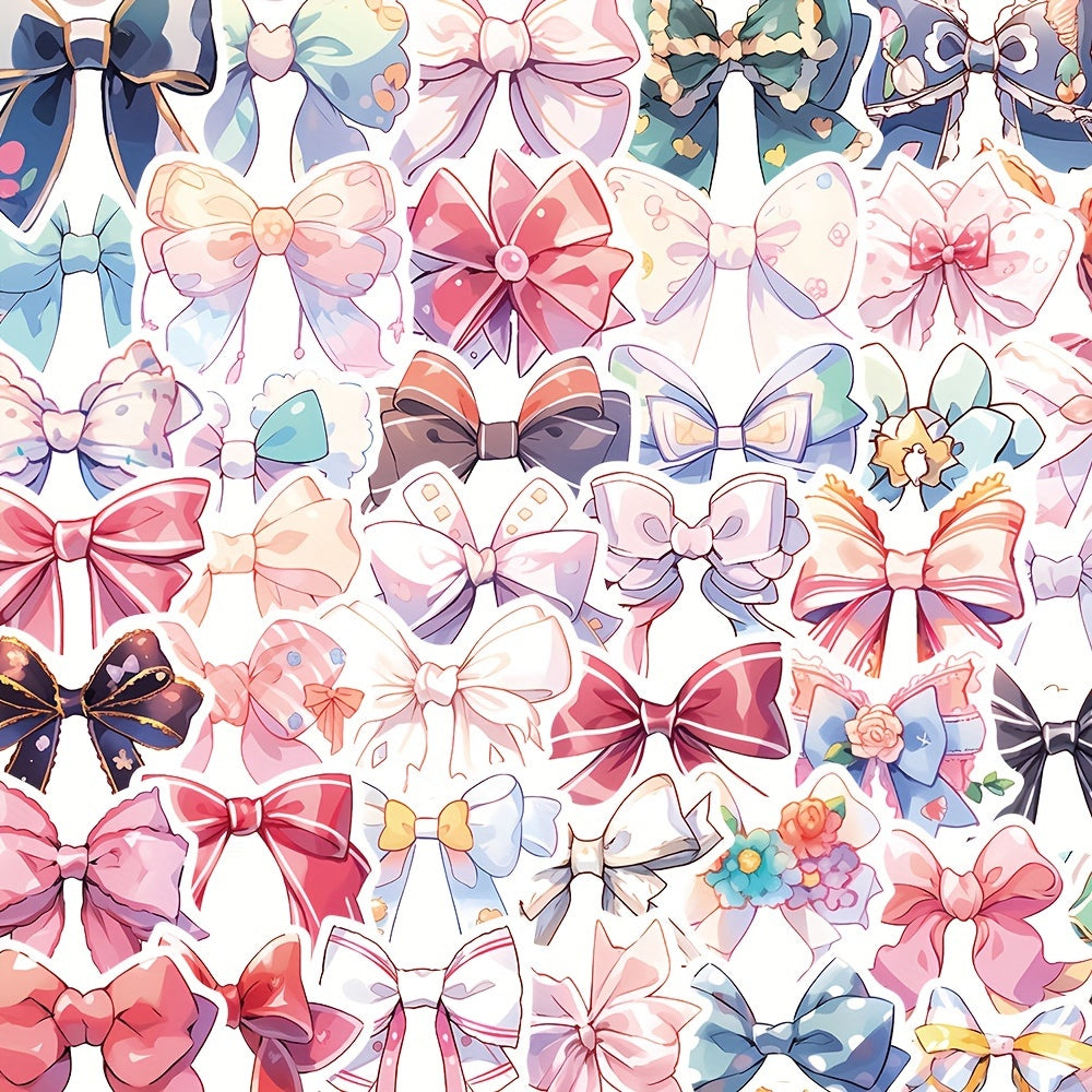 50pcs Cartoon Bow Decorative Stickers Waterproof DIY
