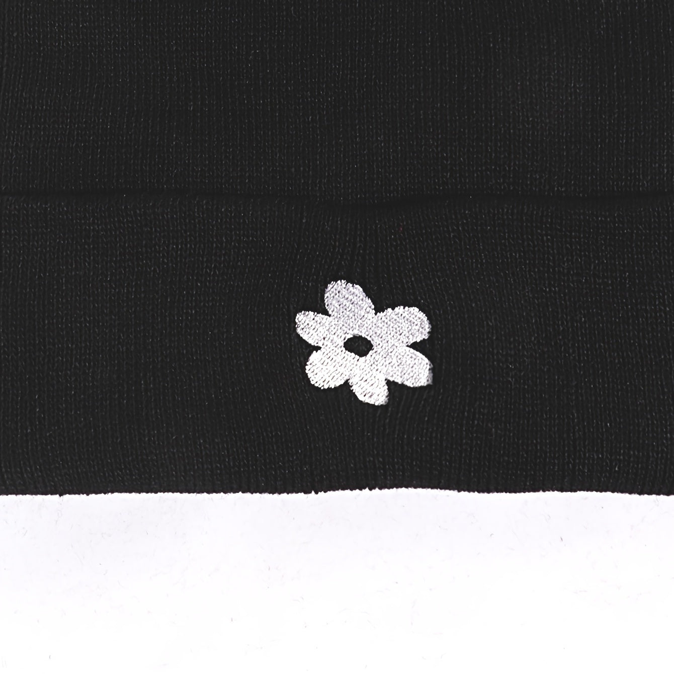 Embroidered Small Flower Beanie Winter Warm Ski Hat Unisex