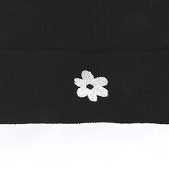 Embroidered Small Flower Beanie Winter Warm Ski Hat Unisex