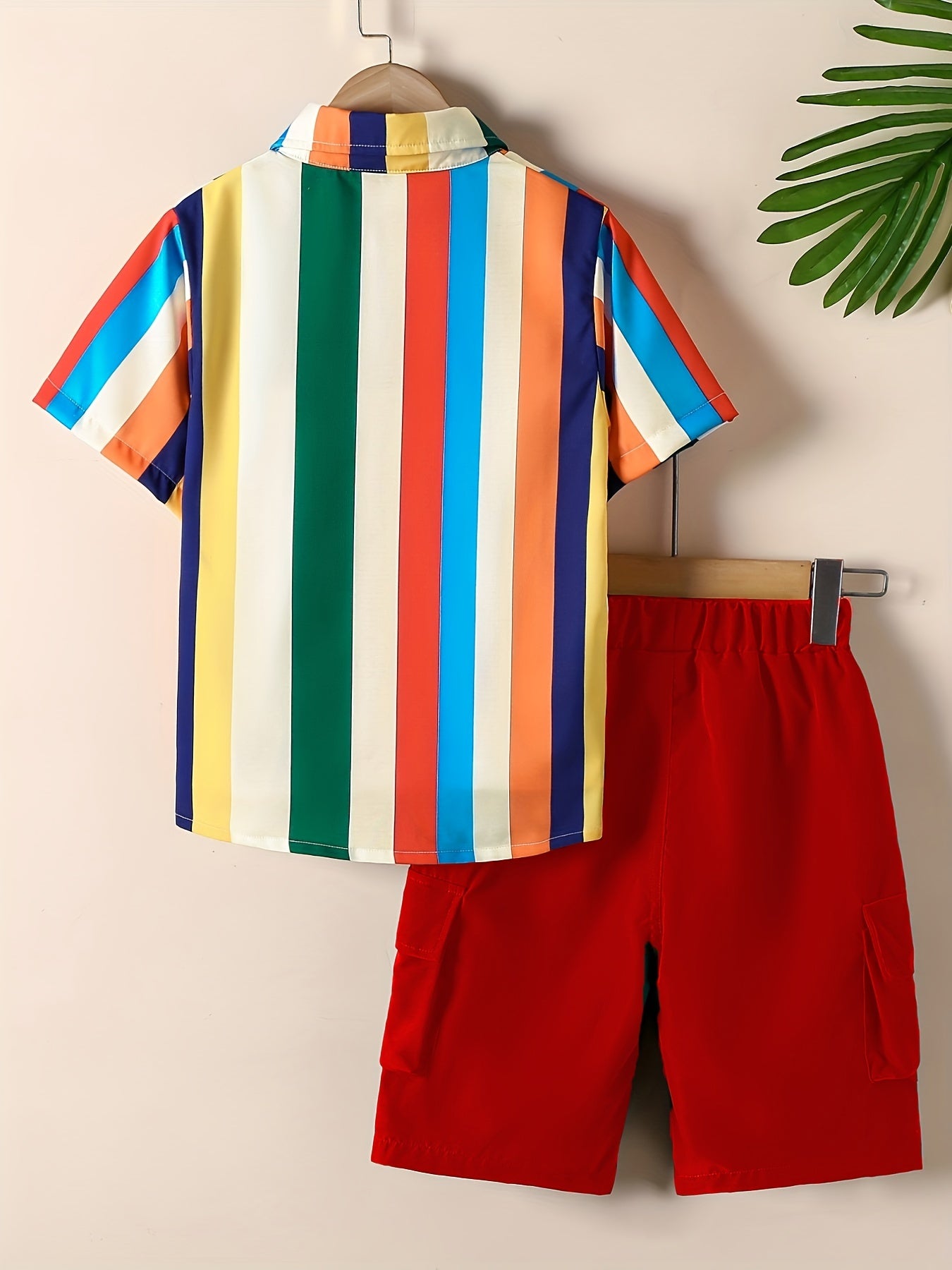 Boys Striped Shirt & Sport Shorts Set Comfortable for Summer Kids