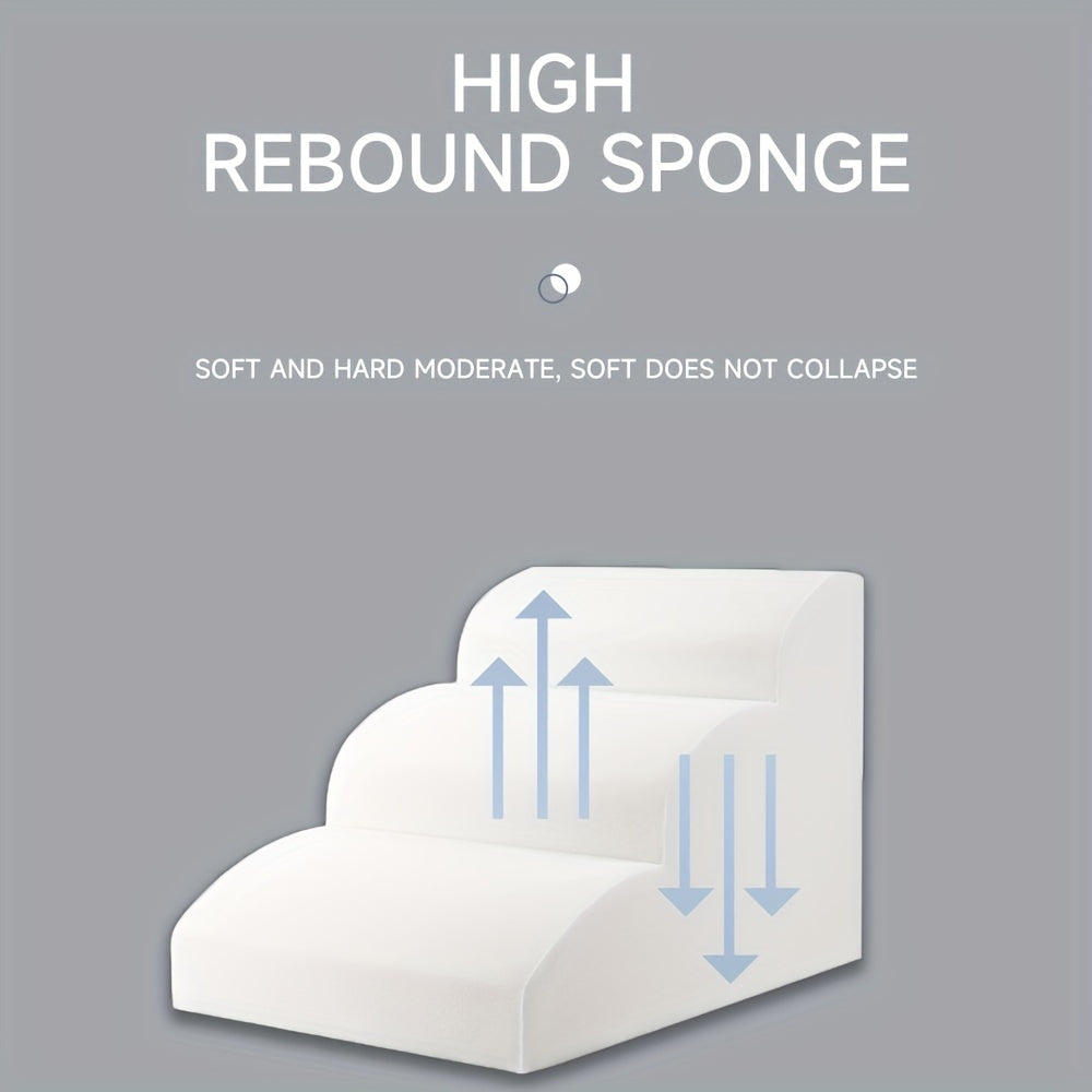 Memory Foam Pet Stairs with Small Storage - Dog Ramp for High Beds